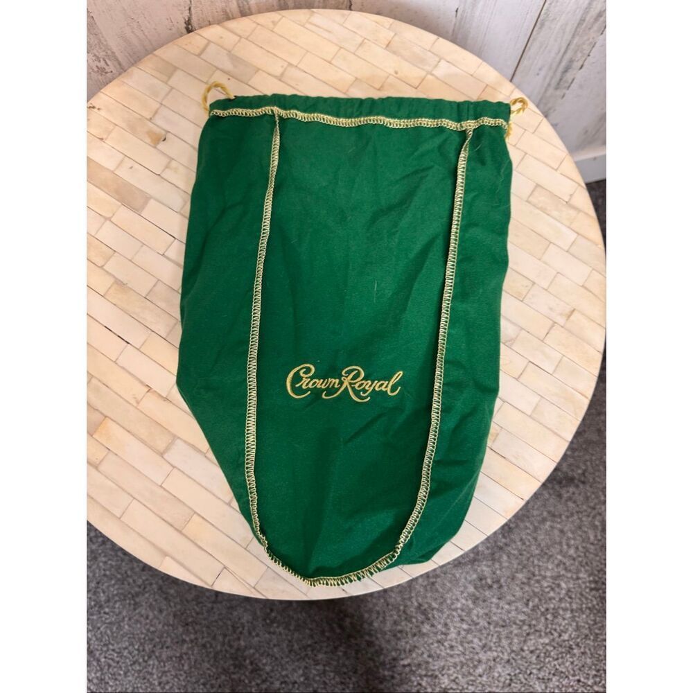 Crown Royal Green Drawstring Whiskey Bag Gold Embroidered Logo Bottle Pouch